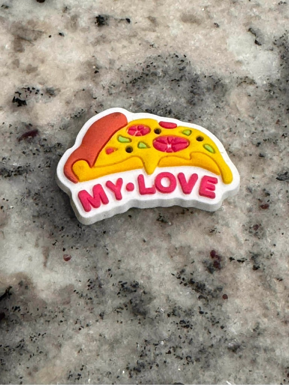 CROCS Jibbitz Pizza Slice "MY LOVE" Charm - Yellow, Pink, White